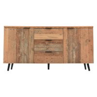 consola industrial de madera con 3 cajones