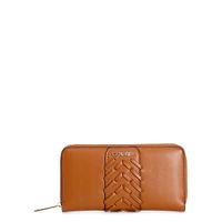 cartera con cremallera redonda y trabilla con detalle de hilo a juego tan taglia unica