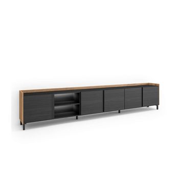 Mueble Tv Salinas-01 Con Puertas Abatibles Y Led Regulable