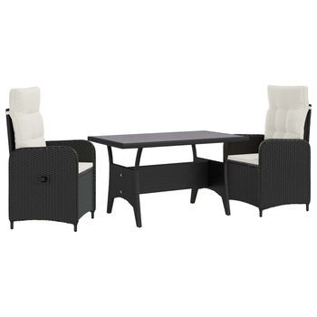 Juego De Comedor Para Exteriores 3 Uds. Negro Y Blanco Crema Vidaxl