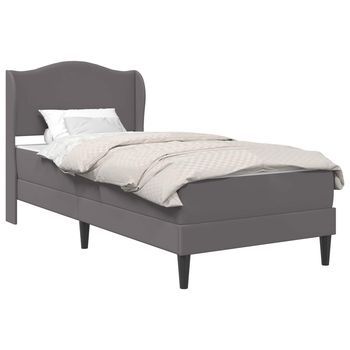 Estructura De Cama Gris 90 X 190 Cm Cuero Sintético Vidaxl