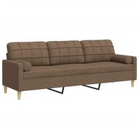 sofa de 3 plazas con cojines tela marron 210 cm vidaxl
