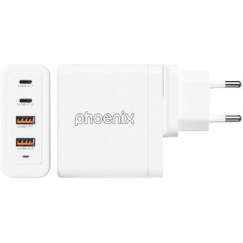 Cargador Phoenix 100GAN2UC2UA-W 100W GaN USB-C y USB-A carga rápida