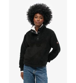 Superdry para mujer. W2012372A Polar Super Henley negro (S), Casual, Poliéster