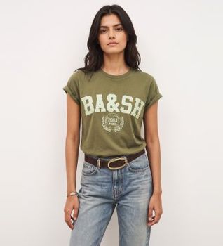 BA&SH para mujer. 1H26IONI Camiseta Ioni caqui (34), Casual, Verde, Algodón, Manga corta