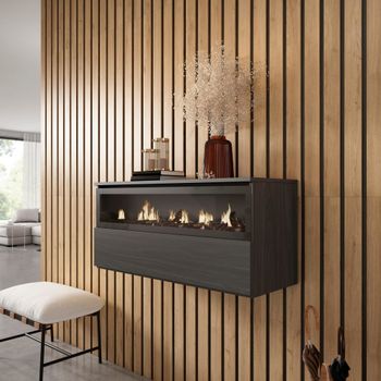 Chimenea eléctrica led efecto madera negro 102x35x45cm efecto fuego