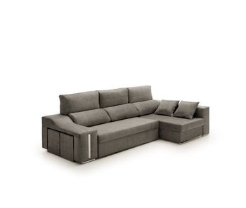 Sofa chaise longue cama con arcón y puff giuliana gris oscuro derecha