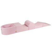 meowbaby parque infantil de espuma con piscina sin bolas terciopelo rosa empolvado