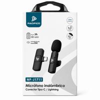 microfono inalambrico pacifico np-j1711 con conector tipo-c y lightning enc plug  play y alcance 10 m