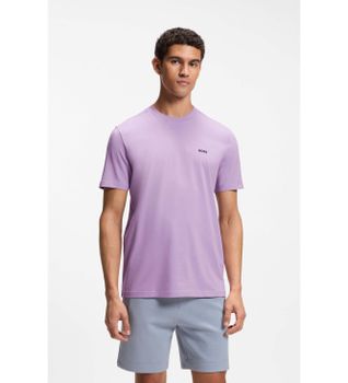 BOSS para hombre. 50506373 Camiseta Detalle lila (M), Casual, Algodón, Manga corta