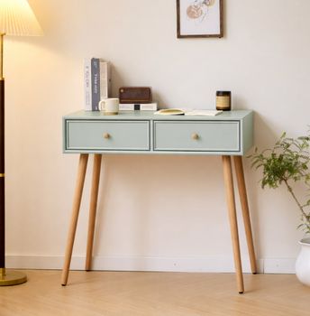 Mesa consola 2 cajón en madera verde