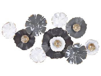 Decoración de pared flor metal 49 cm gris