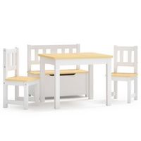 mesa y sillas infantiles 4 uds  juego de muebles de jardin mdf blanco y beige