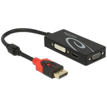 Adaptador Delock 62902 DisplayPort a VGA HDMI DVI 4K 0,2 m negro