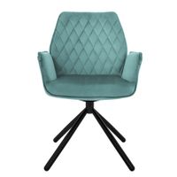 silla de comedor verde salvia tapizado con respaldo y apoyabrazos