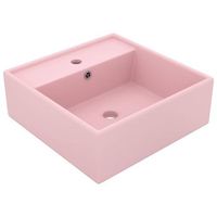 lavabo lujoso cuadrado rebosadero ceramica rosa mate 41x41 cm vidaxl