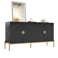aparador - mueble para salon - mdf y tablero de particulas - negro 162x40x80cm