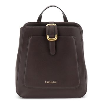 mochila efecto piel con asa metálica dark brown