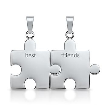 Colgante acero inoxidable pieza puzzle plata-plata