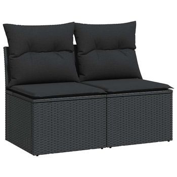 Set Sofás Jardín Y Cojines 4 Piezas Ratán Sintético Acacia Negro