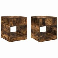 2 piezas mesa auxiliar  mesa de apoyo roble ahumado 405 x 40 x 45 cm