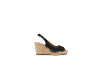 sandalias de lona con punta abierta black 38