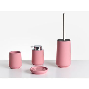 Conjunto De 4 Accesorios De Baño Jabonera Dispensador De Jabón Escobilla Para El Inodoro Vaso Rosa Suches