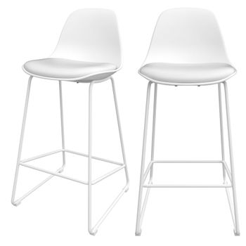 Set de 2 taburetes para isla de cocina blancos 65 cm