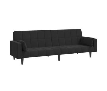 Sofá cama - sofá convertible de 2 plazas con dos almohadas terciopelo negro