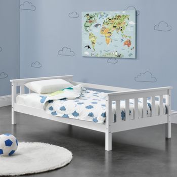 Cama Para Niños Nuuk - 80 X 160 Cm - Con Somier - Con Área De Almacenamiento - Protección Contra Caídas - Blanco [en.casa]®