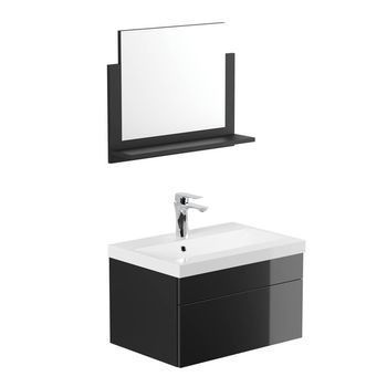 Conjunto Completo De Muebles De Baño Wangerooge M - Negro Made In Germany