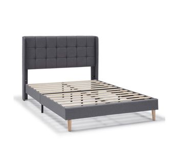 Estructura de cama tapizada esther 90x190 cm, gris oscuro