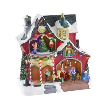 Decoración Navideña Del Taller De Papá Noel Con 31 Luces Led Y Música