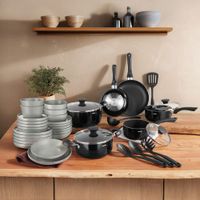 juego de cocina gres aluminio gris negro gris negro grisnegro