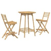 conjunto de bar para exterior de 3 piezas plegable de bambu