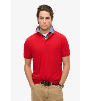 Superdry para hombre. M1110438A Polo de piqué City rojo (L), Casual, Algodón, Manga corta