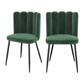 Set de 2 sillas de terciopelo verde con patas de metal