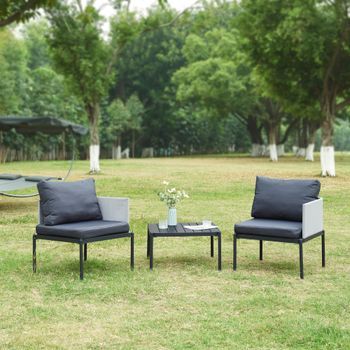 Set De Muebles De Jardín Accettura 3 Piezas Aluminio - Gris [casa.pro]