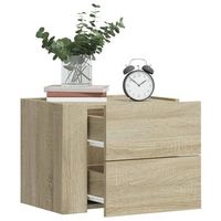 mesita de noche de pared - madera de ingenieria - roble sonoma 45x30x35cm