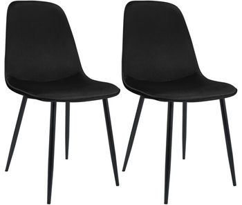 Juego de 2 sillas de comedor maryam terciopelo negro 54x45x88 cm