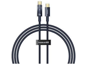 Cable USB - Baseus Power-off Explorer, Lightning USB-C, 100 cm, 100W, Apagado automático, Carga ultrarrápida, Azul