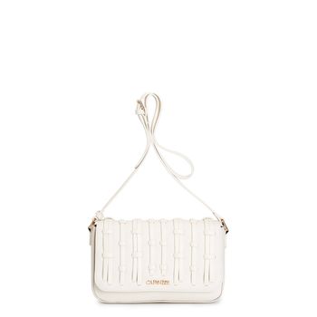 bandolera con solapa e hilo mignon, white