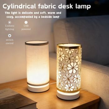 Lámpara de Escritorio Moderna de Estilo Nórdico con Tela, Alimentación USB - Adecuada para la Decoración e Iluminación de Dormitorios, Salas de Estar y Oficinas