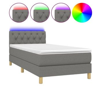 Cama box spring con colchón y led tela gris oscuro 80x200 cm diseño de botones