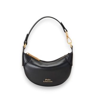 Polo Ralph Lauren para mujer. 427938050001 Bolso de piel media luna negro (OSFA), Casual