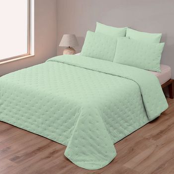 Colcha Bordado Estela + Funda De Cojín 150 Cm Rufino Diaz, Verde