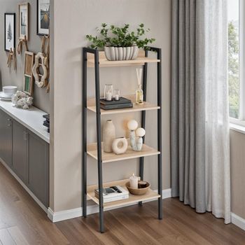 Estantería estilo industrial 4 baldas 57,5x34x138cm madera clara
