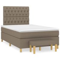 cama tapizada 203x120x128 cm tejido 100  poliester contrachapado y madera tratada - taupe