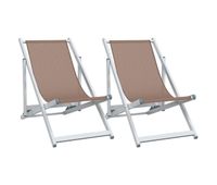 vidaxl sillas de playa plegables 2 uds aluminio y textilene marron