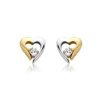 8 quilates pendientes de oro blanco amarillo con circonita
